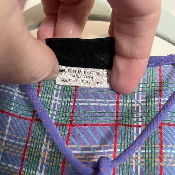 Vintage Diane Freis clover print cottagecore plaid midi dress medium - Picture 6 of 11